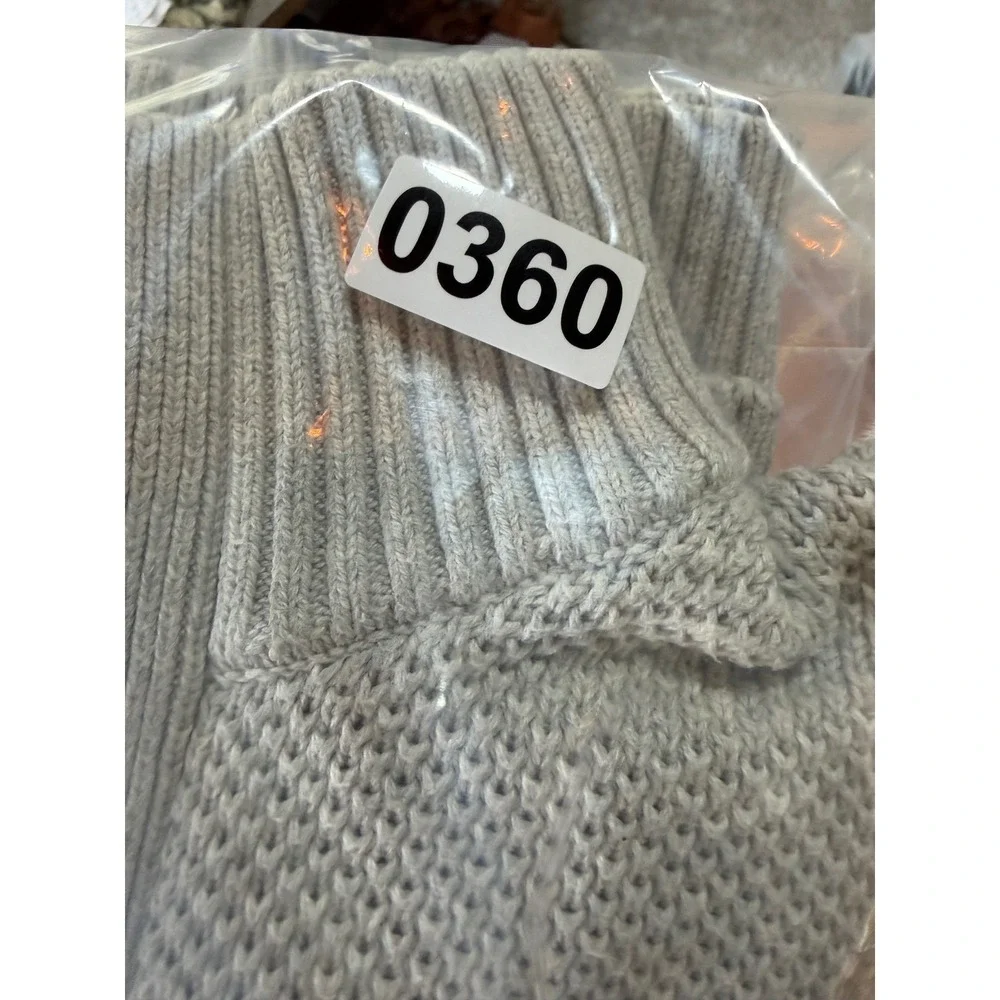 Banana Republic Mens Full Zip Cardigan Sweater Beige Ribbed Knit Mock Neck Large